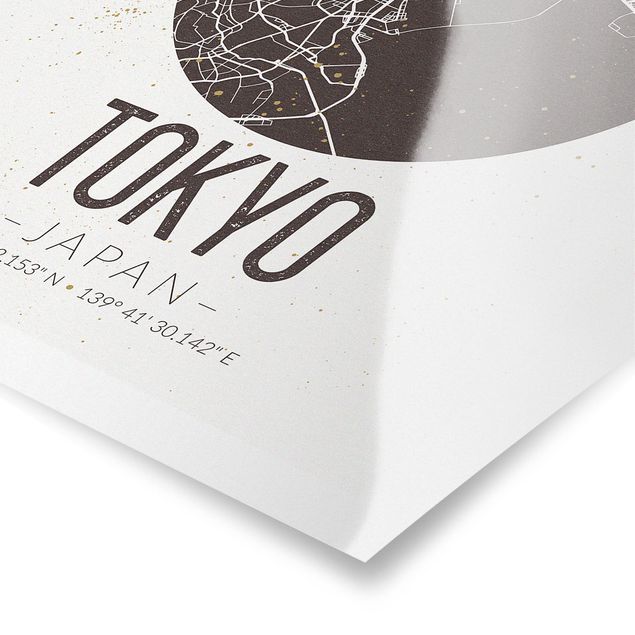 Poster villes Plan de ville de Tokyo - Rétro