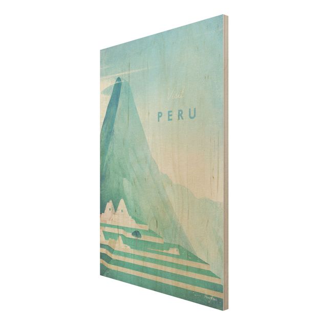 Tableau vintage bois Poster de voyage - Pérou