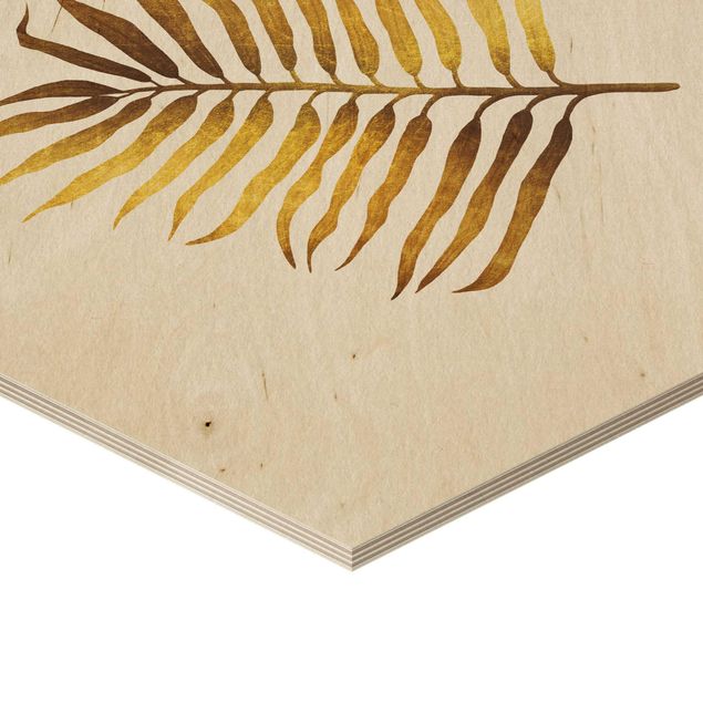 Hexagone en bois - Gold - Palm Leaf II