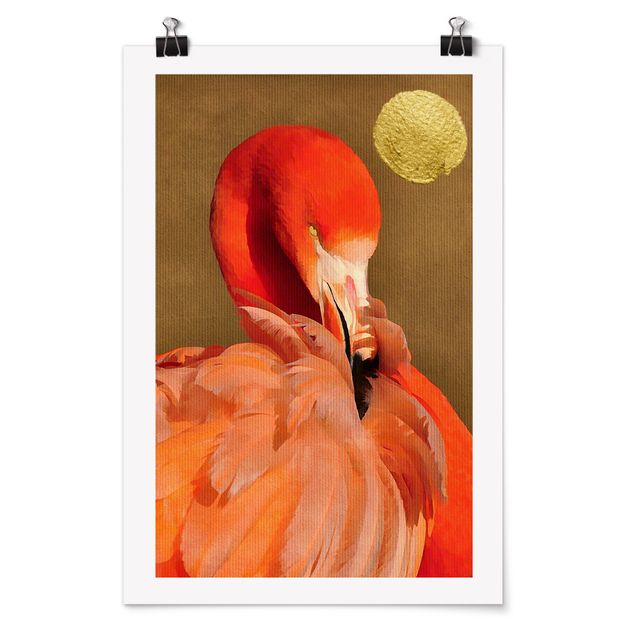 Posters animaux Lune D'or avec Flamant