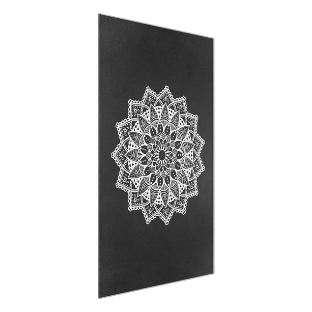 Tableau spirituel Mandala Illustration Ornament White Black