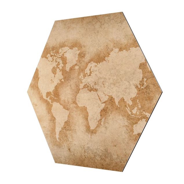 Tableau hexagon Carte du Monde Antique