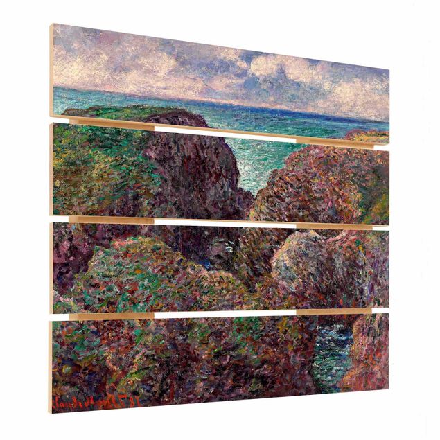 Tableaux en bois avec plage & mer Claude Monet - Groupe de rochers à Port-Goulphar