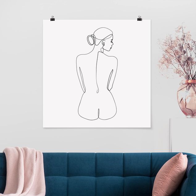 Tableaux Artistiques Line Art Nude Back Black And White
