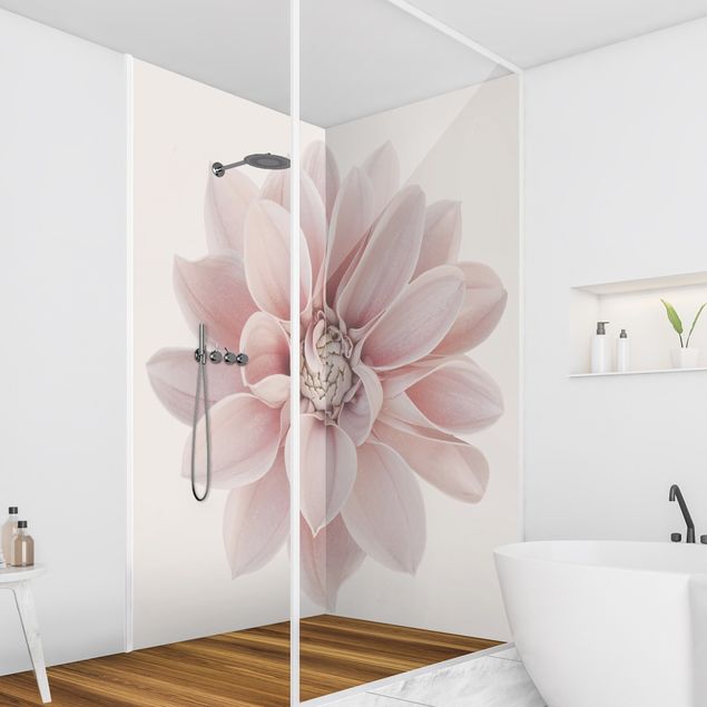 Revêtement mural de douche - Dahlia Flower Pastel White Pink