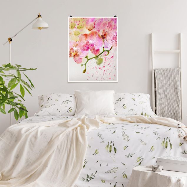 Tableau moderne Fleurs aquarelle Orchidées