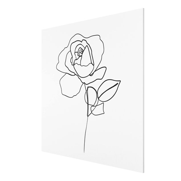 Tableau moderne Line Art Rose Noir et Blanc