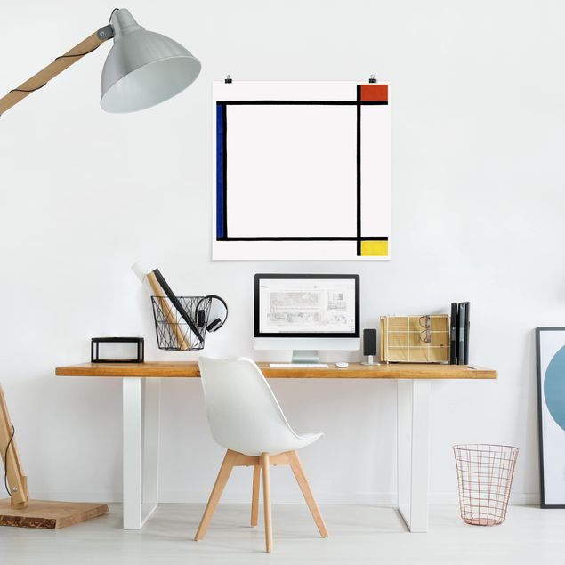Décorations cuisine Piet Mondrian - Composition III avec rouge, jaune et bleu