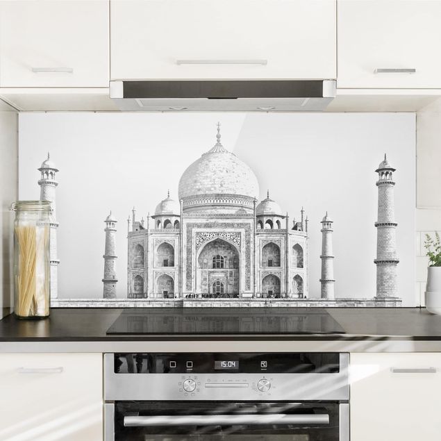 Déco mur cuisine Taj Mahal en gris