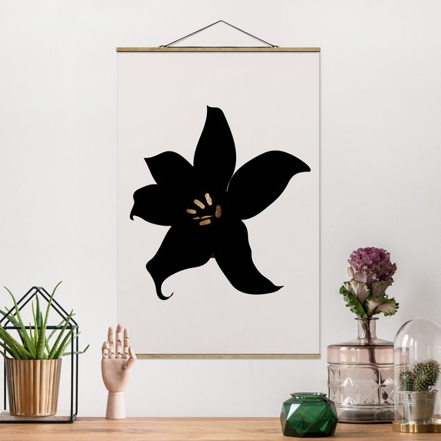 Déco mur cuisine Monde végétal graphique - Orchidée noire et or
