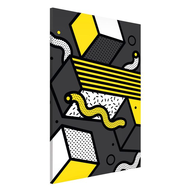 Tableau moderne Composition Neo Memphis jaune et gris