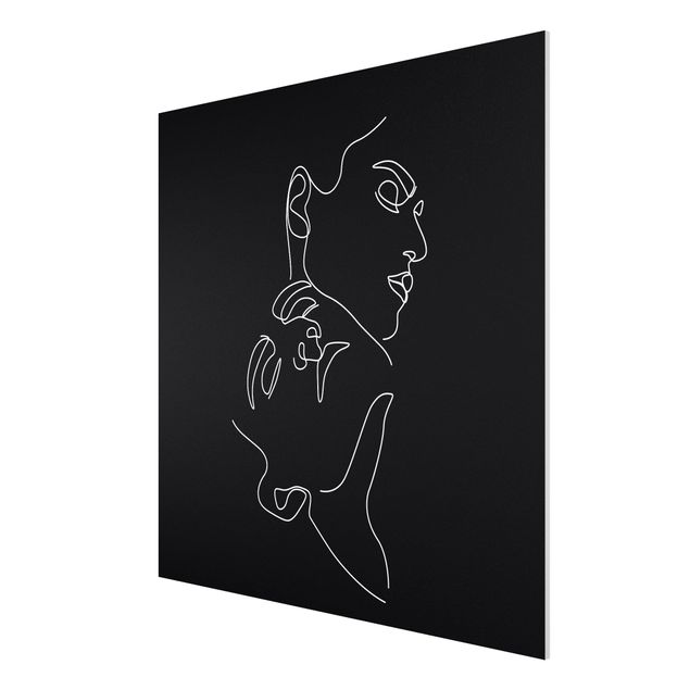 Tableau moderne Line Art Femme Visages Noirs