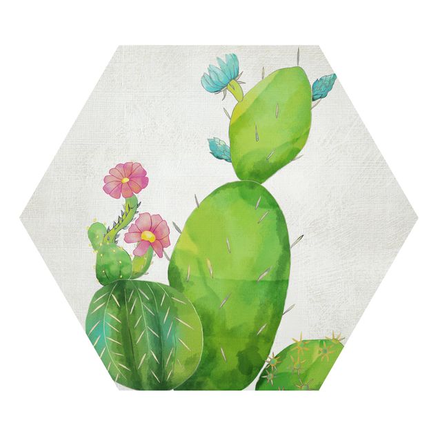 Forex tableau Famille de cactus en rose et turquoise