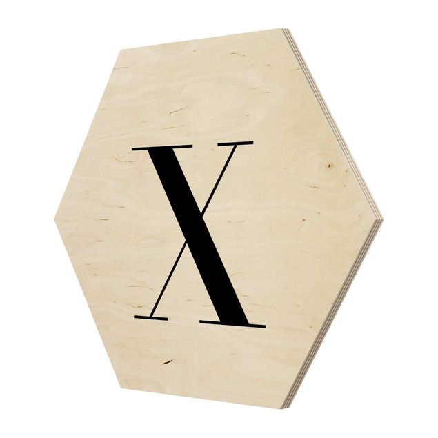 Hexagone en bois - Letter Serif White X