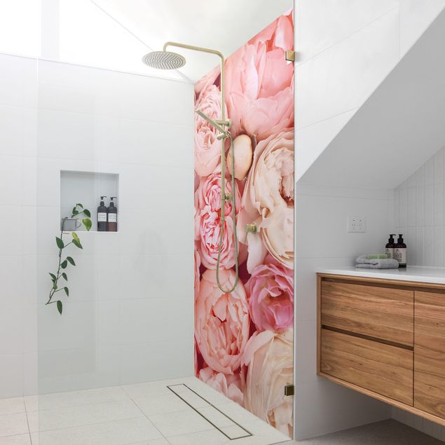 Revêtement mural de douche - Roses Rosé Coral Shabby