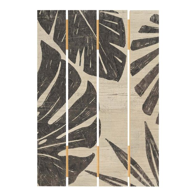 Impression sur bois Feuilles de palmier sur fond gris clair