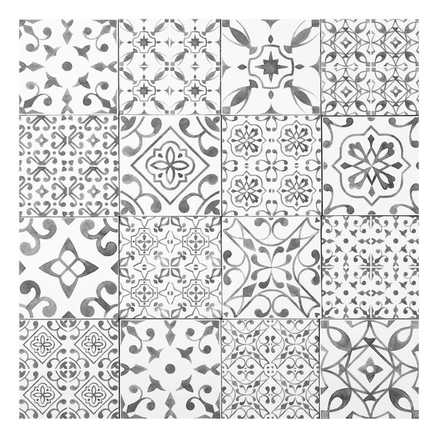 Fond de hotte - Pattern Tiles Gray White