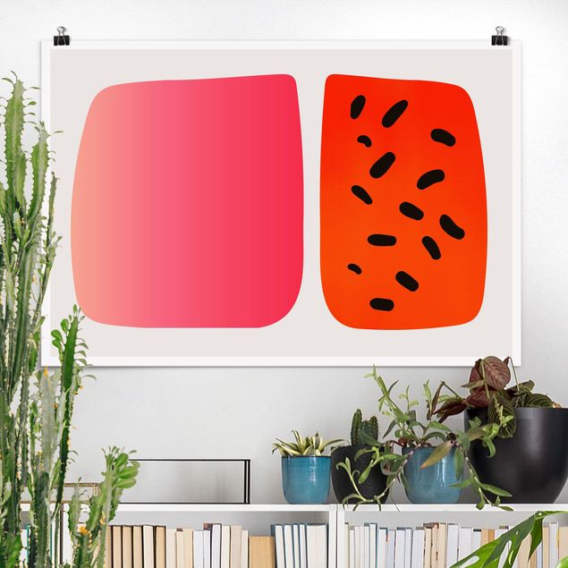 Déco mur cuisine Formes abstraites - Melon et rose
