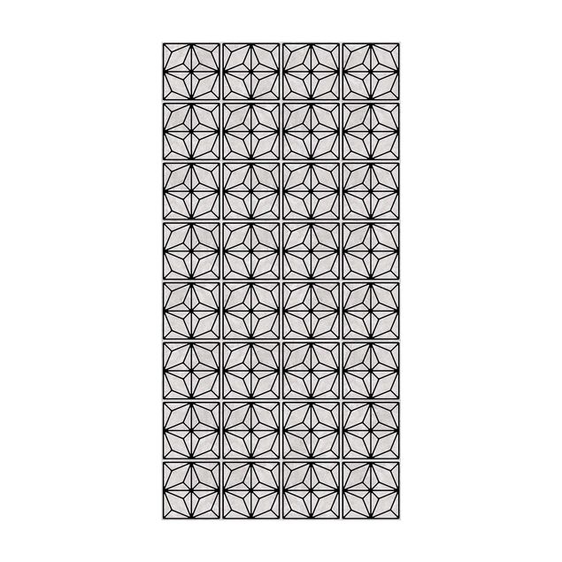 tapis imitation carreaux de ciment Géométrie étoilée noir