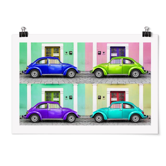Tableau voiture Coccinelles colorées