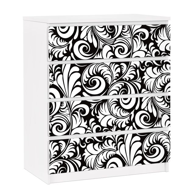 Décorations cuisine Black And White Leaves Pattern