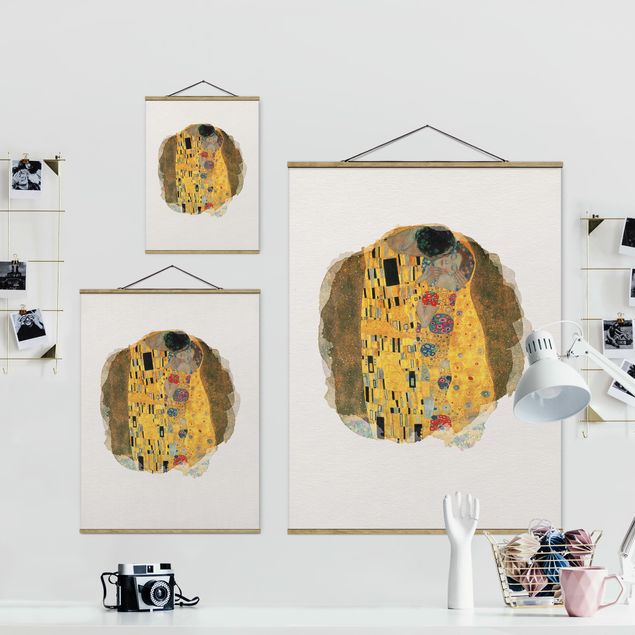 Tableaux reproduction Aquarelles - Gustav Klimt - Le baiser