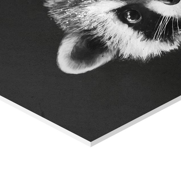 Tableaux de Laura Graves Illustration raton laveur peinture noir et blanc