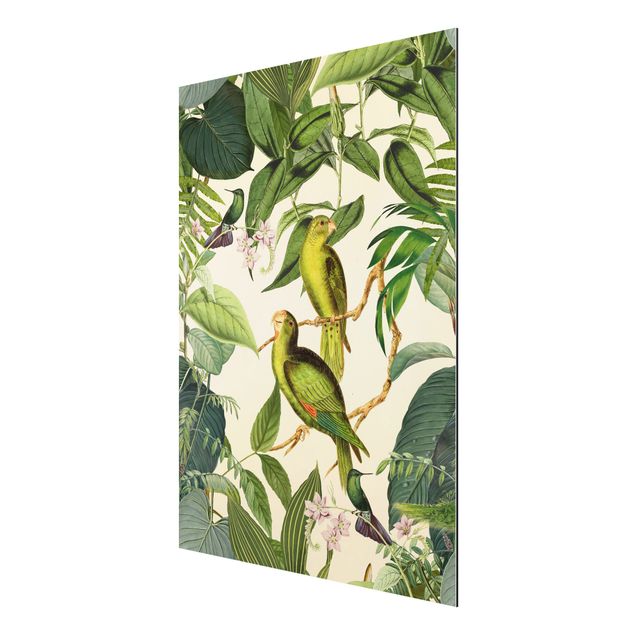 Tableaux modernes Collage Vintage - Perroquets dans la jungle