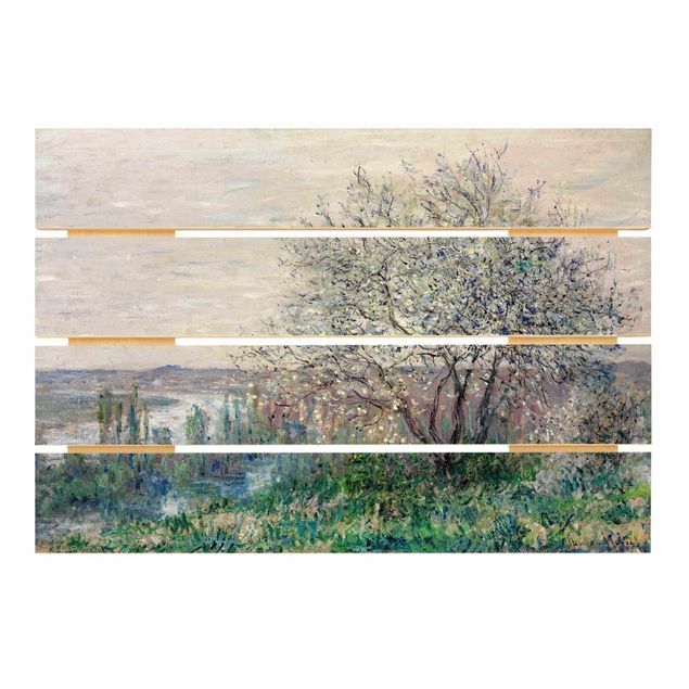 Tableaux en bois avec paysage Claude Monet - Le printemps à Vétheuil
