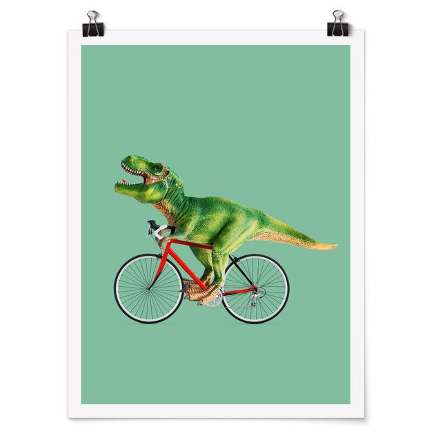 Tableau animaux Dinosaure avec bicyclette