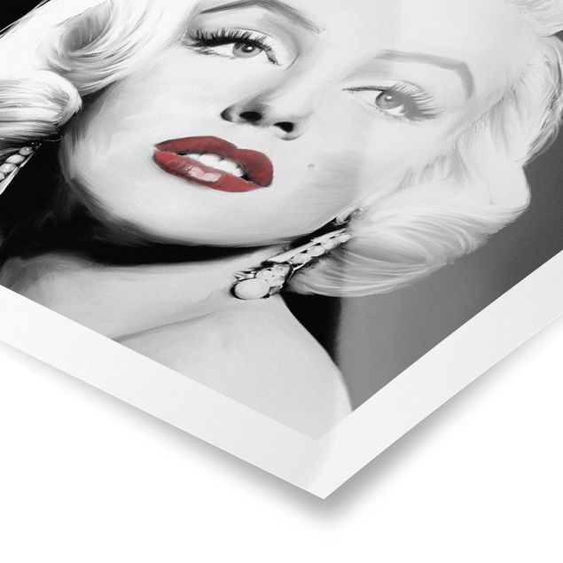 Tableaux noir et blanc Marilyn avec des boucles d'oreilles