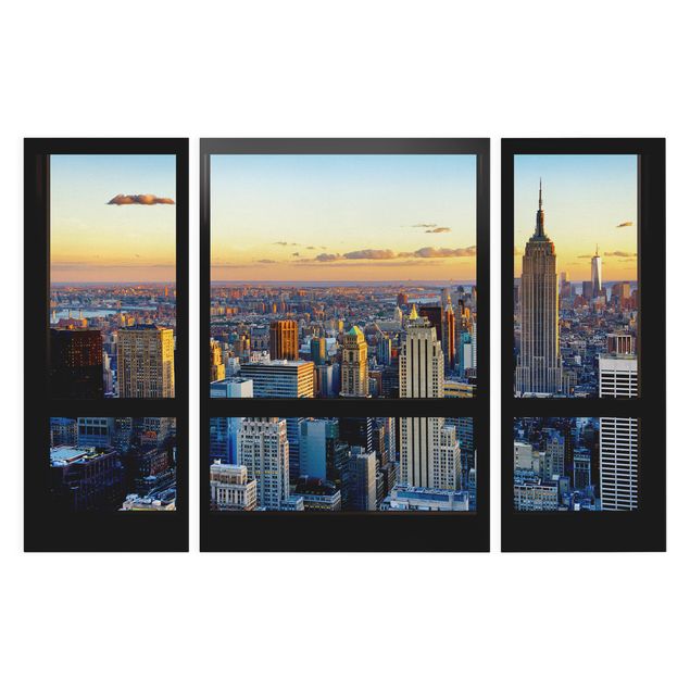 Tableau moderne Vue de la fenêtre - Lever de soleil à New York
