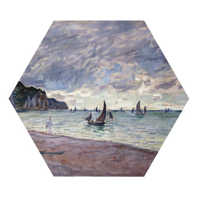 Tableaux mer Claude Monet - Bateaux de pêche devant la plage et les falaises de Pourville