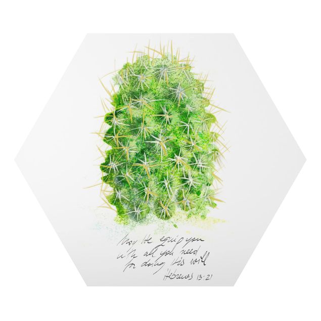 Tableau vert Cactus avec verset biblique I