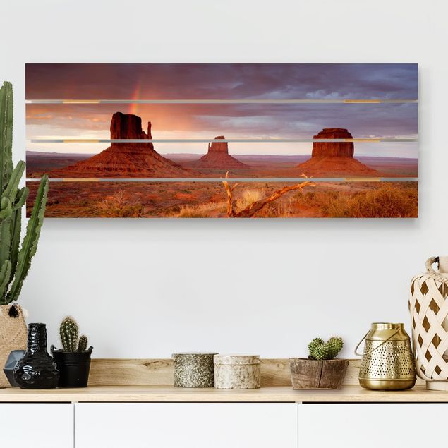 Déco mur cuisine Monument Valley au coucher du soleil