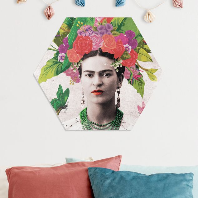 Tableaux papillons Frida Kahlo - Portrait de fleurs