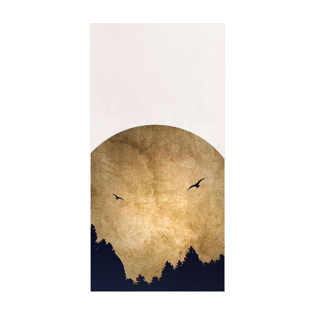 tapis contemporain Lune dorée dans la forêt