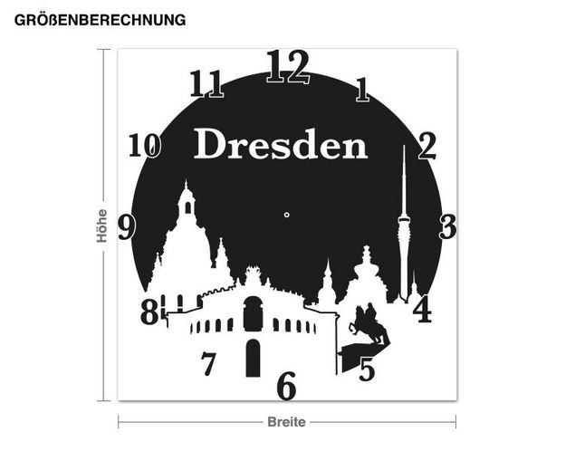 Stickers muraux villes du monde Silhouette urbaine de Dresde avec texte