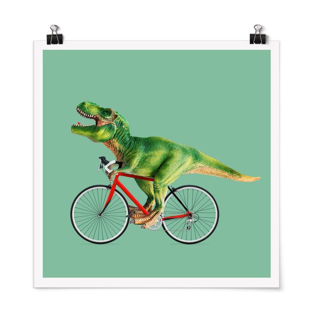 Tableaux modernes Dinosaure avec bicyclette
