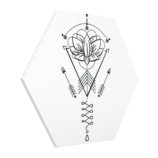 Tableau zen Lotus Unalome avec flèches