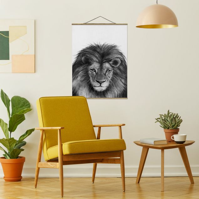 Tableau lion Illustration Lion Monochrome Peinture