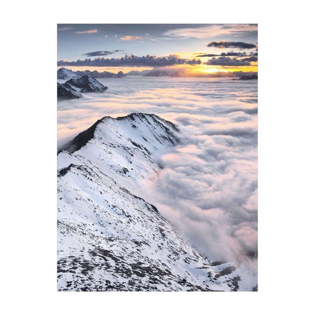 tapis blanc salon Vue de nuages et de montagnes