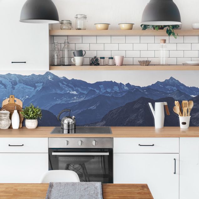 crédence cuisine à coller Vue panoramique des montagnes bleues