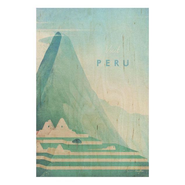 Tableaux en bois avec paysage Poster de voyage - Pérou