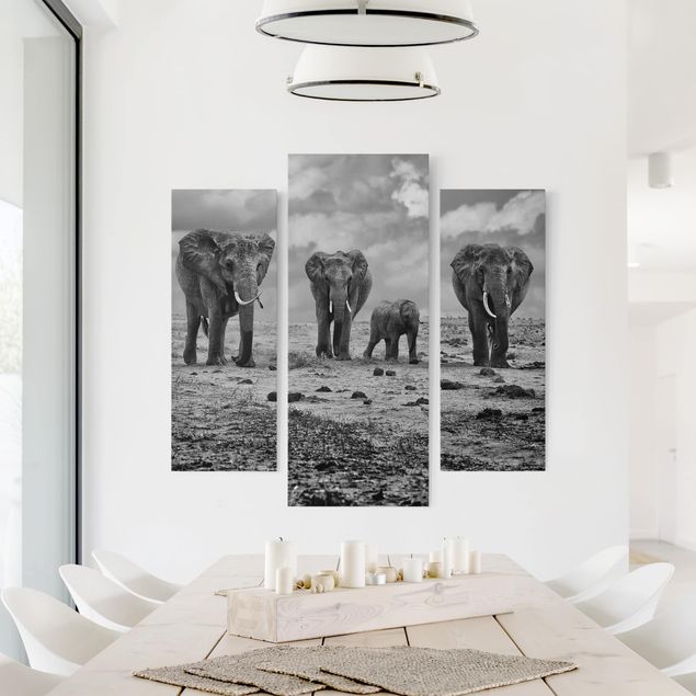 Toile elephant Famille nombreuse
