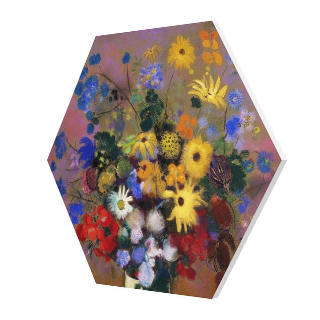 Forex tableau Odilon Redon - Vase blanc avec des fleurs