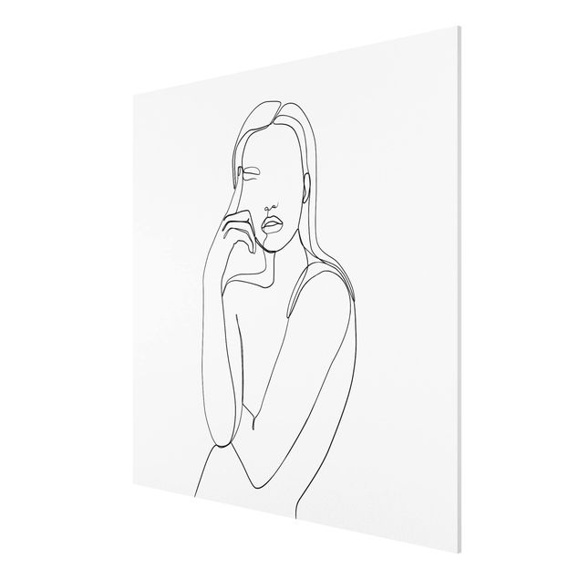 Tableaux modernes Line Art Femme Pensive Noir et Blanc
