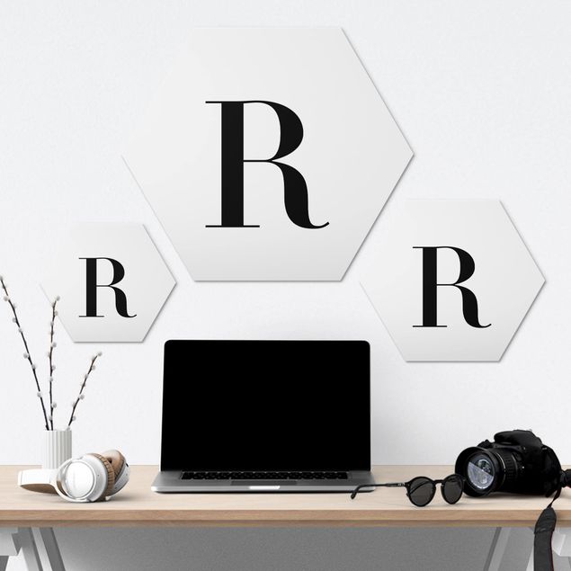 Hexagone en alu Dibond - Letter Serif White R