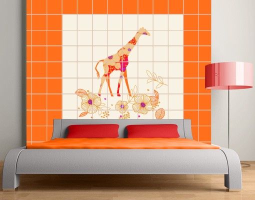 Déco murale cuisine Girafe florale
