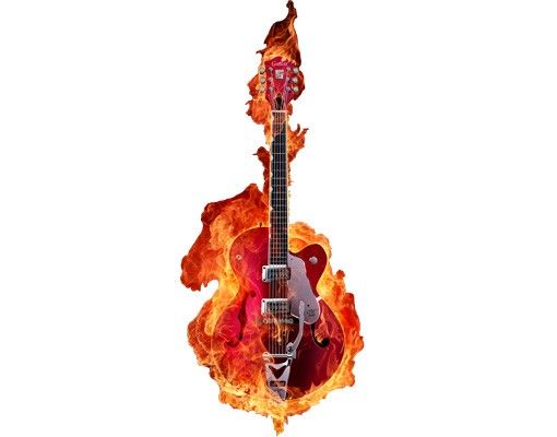 Film adhésif décoratif Guitare en flammes